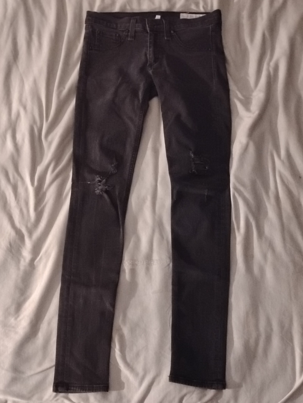 rag & bone Black Distressed Skinny Jeans